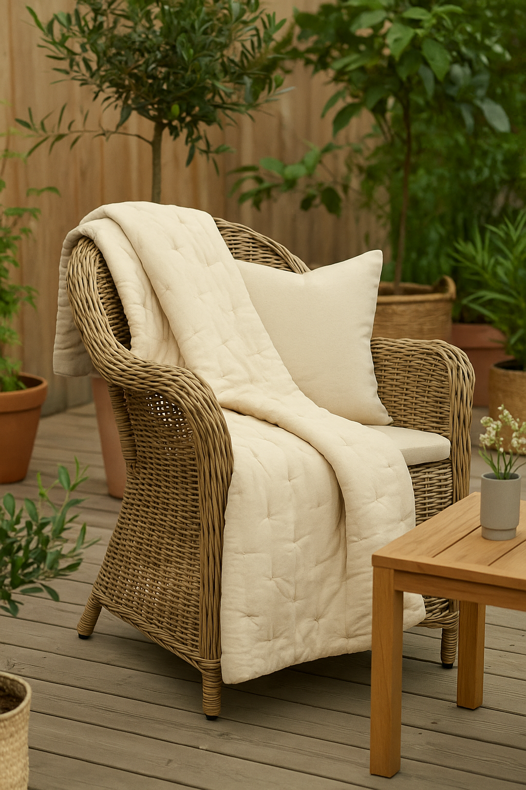 Quilt tæppe til terrasse og altan - Beige,