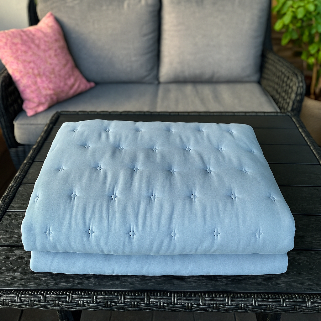 Quilt tæppe til terrasse og altan - Blå