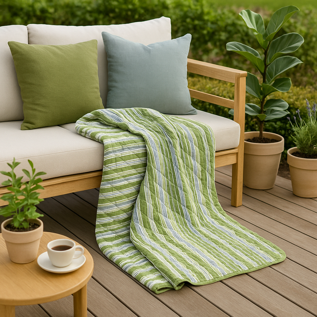 Quilt tæppe til terrasse og altan: striber