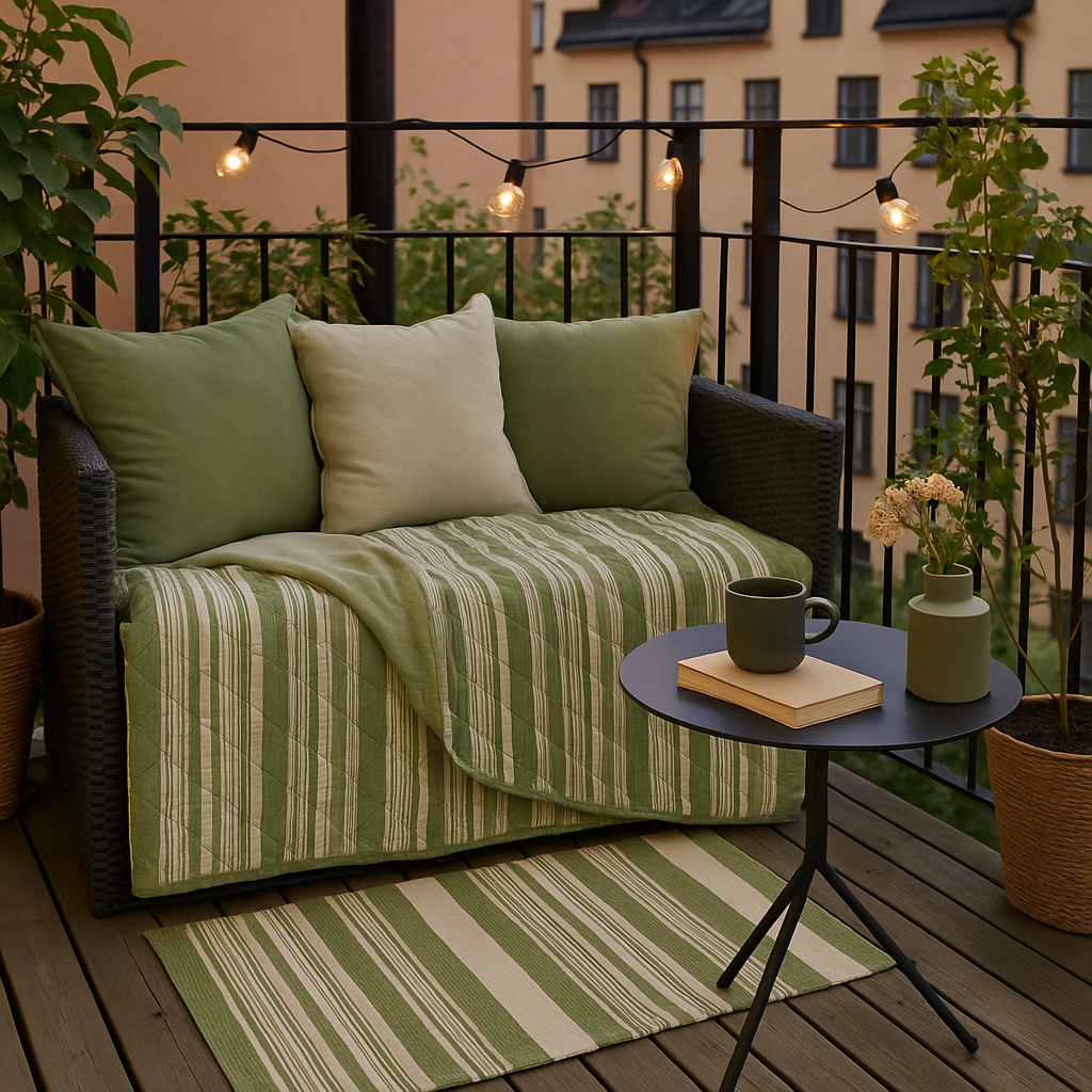 Quilt tæppe til terrasse og altan: striber