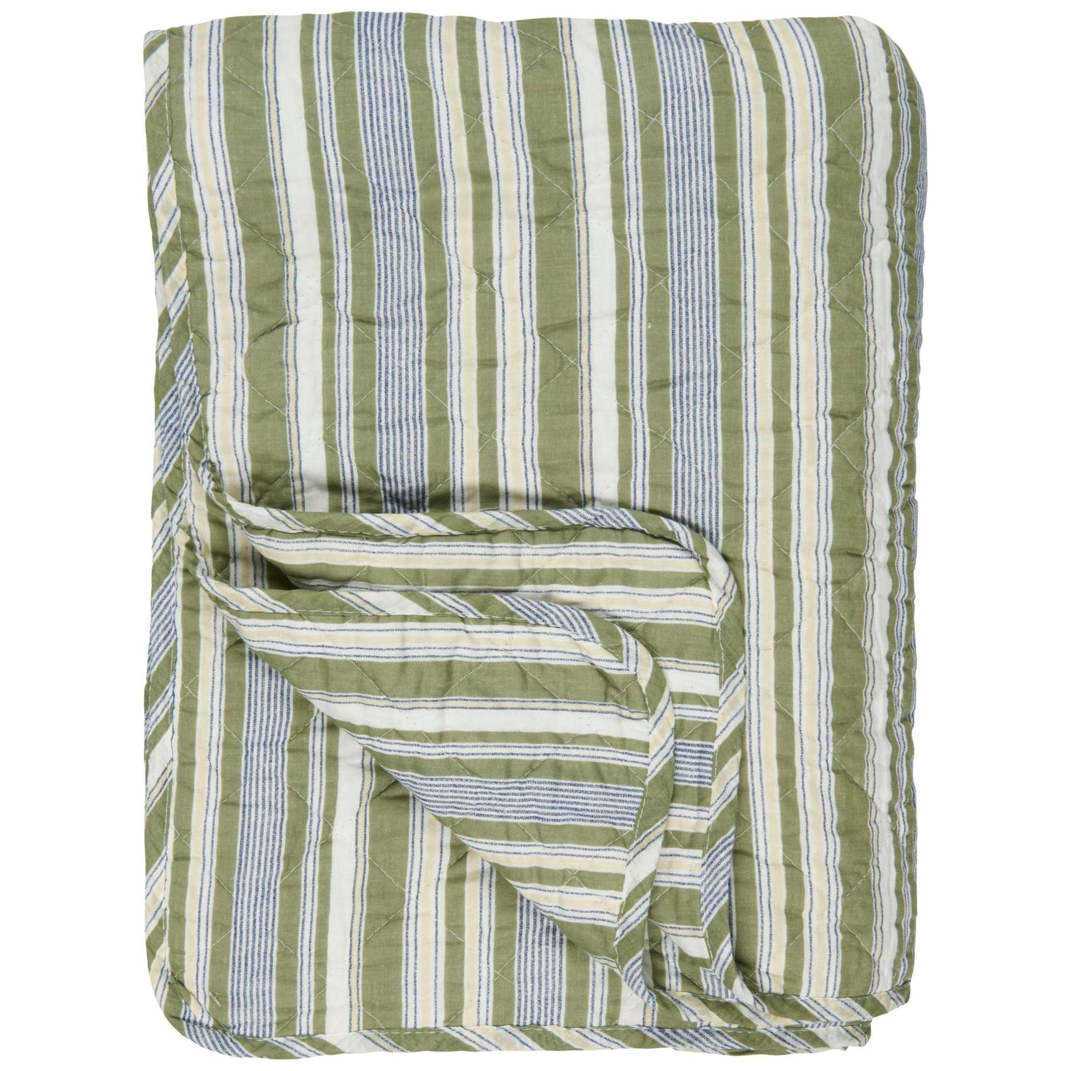 Quilt tæppe med grønne stiriber - perfekt til din altan indretning